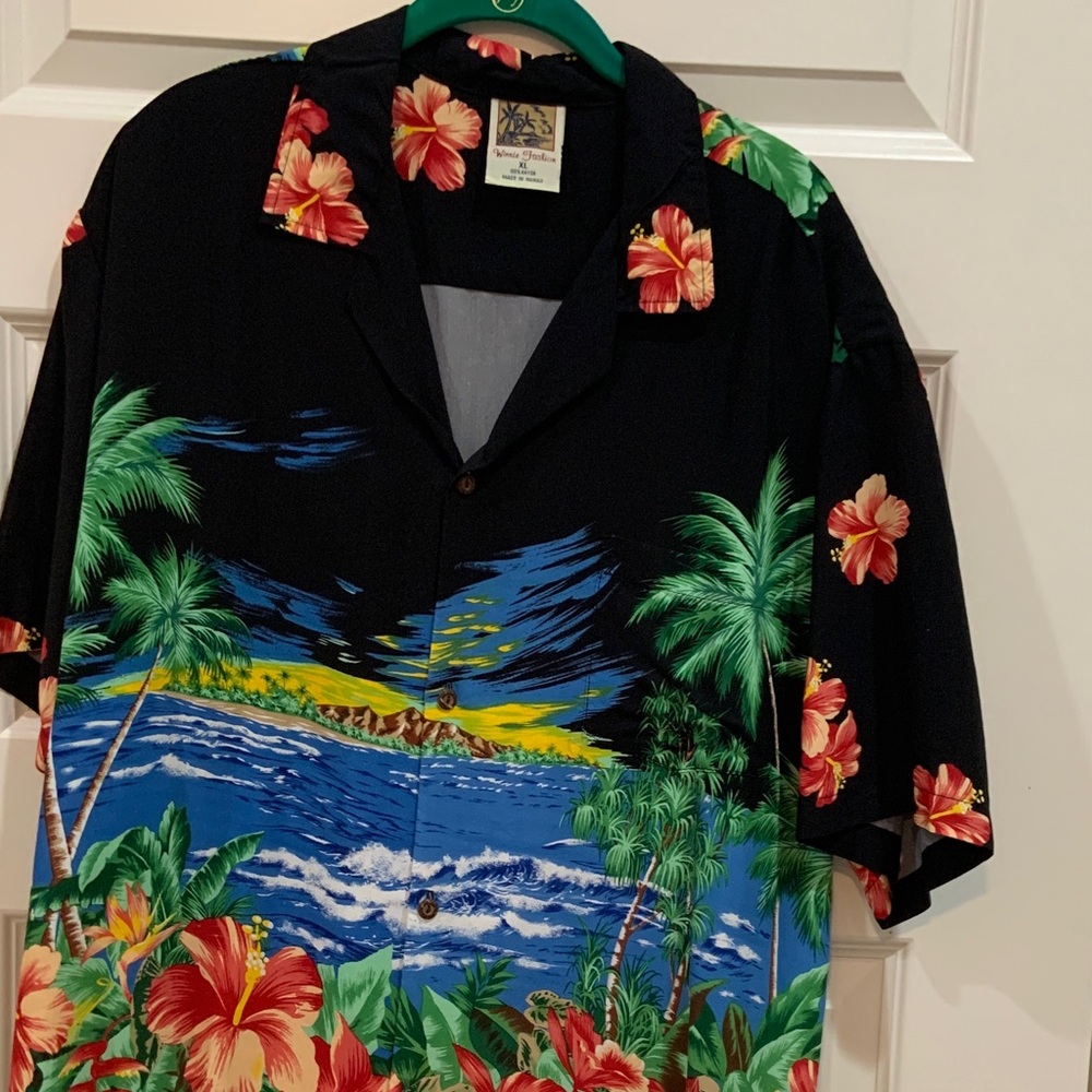 Tropical Black Hawaiian Shirt Men’s XL